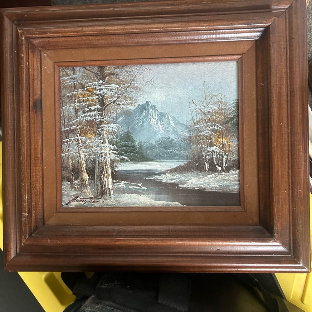 Rustic Brown Framed Landscape Painting